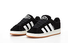 Чоловічі зимові кросівки Adidas Campus 00S Black Fur Winter Кеди Адідас Кампус чорно білі зимові замша хутро, фото 6