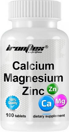 Кальцій Магній Цинк IronFlex Calcium-Magnesium-Zinc 100 tab, фото 1