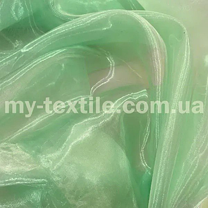 Тканина органза прозора з переливом 150 см однотон Олива салатова