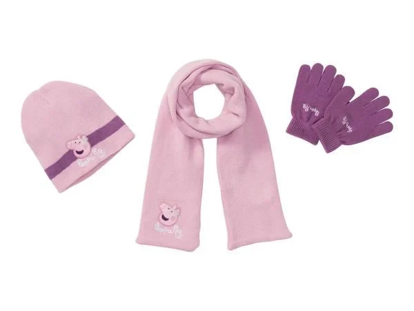 Комплект дитячий рожевий шапка рукавички та шарф Peppa Peppa Pig One size 110/116-122/128см, фото 1