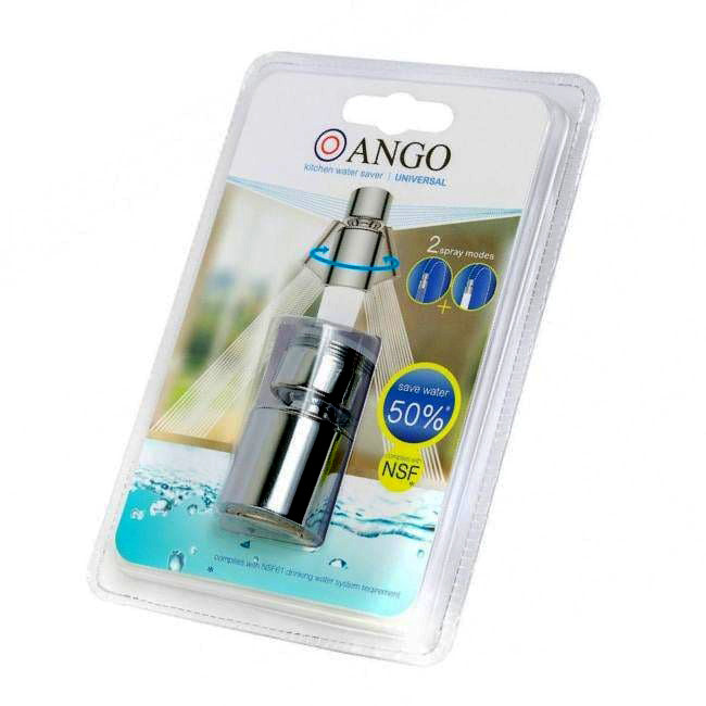 Насадка на кран аератор для змішувача Ango Lux М22 х М24 латунь 2 режими поворотний з перехідником, фото 1