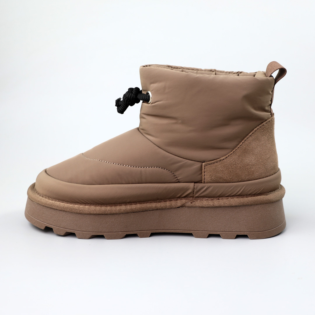 Зимові жіночі уггі з текстилю з плащівкою на хутрі із замшевими вставками