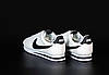Чоловічі кросівки Nike Cortez White Black  Кеди Найк Кортез білі з чорним знаком шкіра демісезон, фото 3