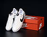 Чоловічі кросівки Nike Cortez White Black  Кеди Найк Кортез білі з чорним знаком шкіра демісезон, фото 2
