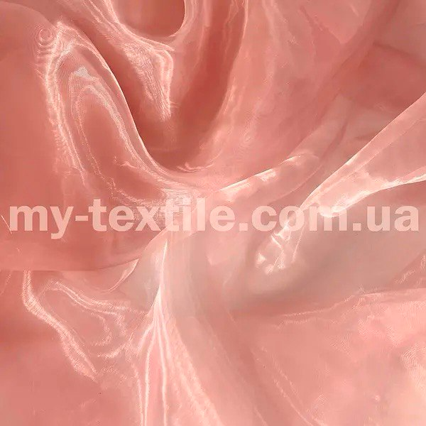 Тканина органза прозора з переливом 150 см однотон Персиковий, фото 1