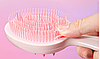 Подвійна масажна щітка для миття голови з двома видами зубців. Рожевий, фото 3