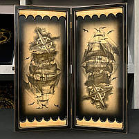 Дерев'яні нарди ручної роботи Корабель 50×23 см подарункові, фото 2