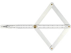 Кутомір алюмінієвий на шарнірах YATO YT-70853: позаш./внутр. діапазони — 10-170°/5-85°, довжина шкали — 380 мм, фото 1