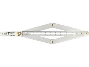 Кутомір алюмінієвий на шарнірах YATO YT-70853: позаш./внутр. діапазони — 10-170°/5-85°, довжина шкали — 380 мм, фото 3