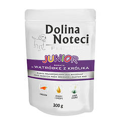 Консервований корм Dolina Noteci Premium павуч для цуценят з печінкою кролика 300г