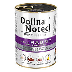 Консервований корм Dolina Noteci Premium для собак з кроликом та журавлиною 400г