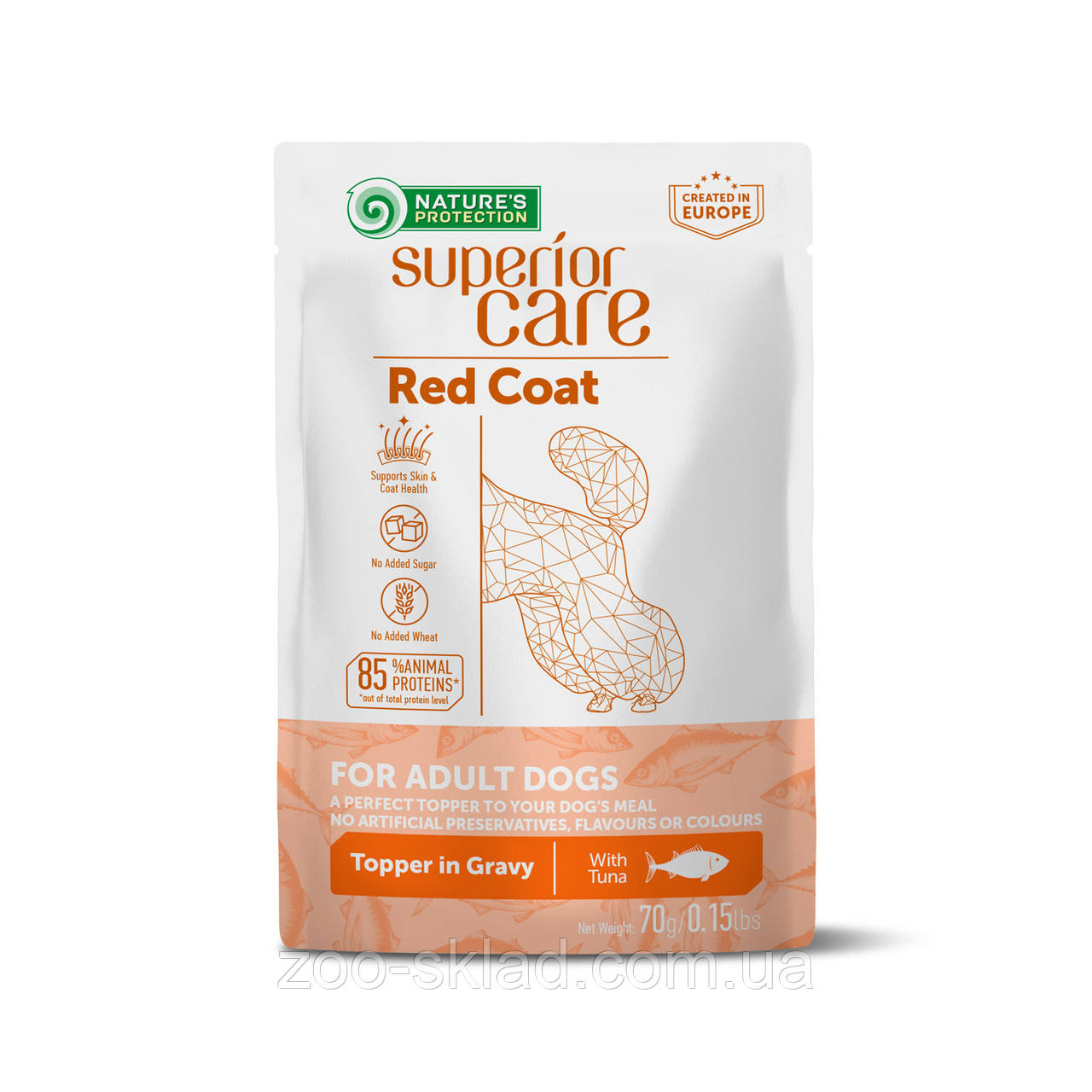 Nature's Protection DOG Pouch SC Red Coat Adult All Breed Dogs with Tuna для собак усіх порід з рудою шерстю,