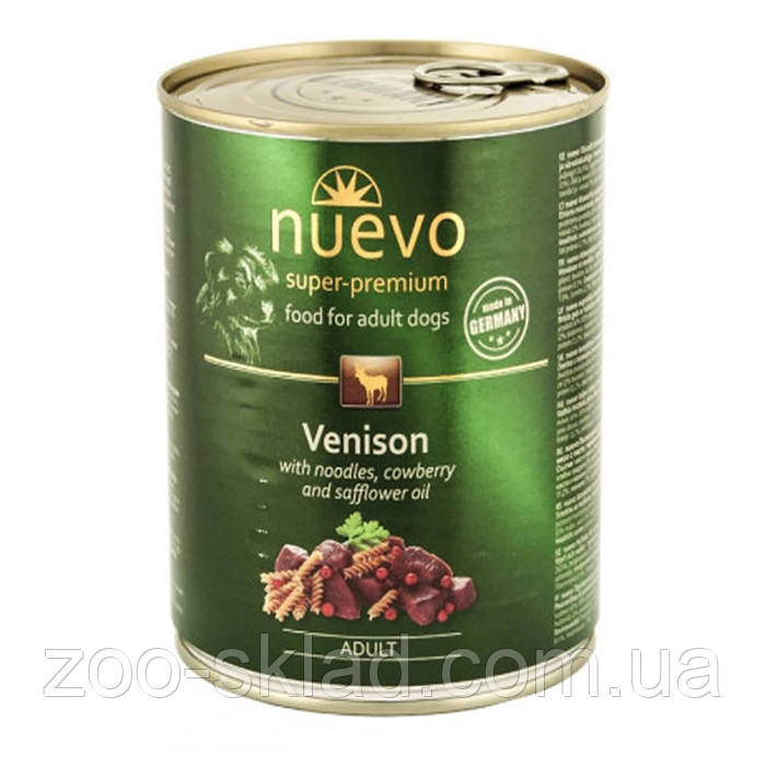Nuevo DOG Can Adult Venison & Noodles & Cowberry консерва з олениною та брусницею 400г