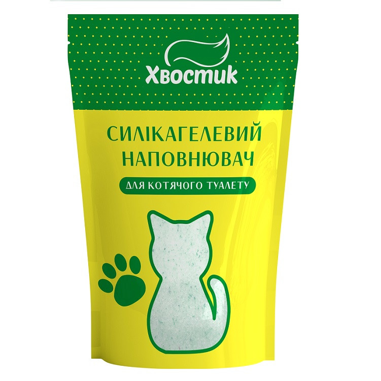 Наповнювач Хвостик силікагель дрібний з зеленими гранулами 4,8л, фото 1