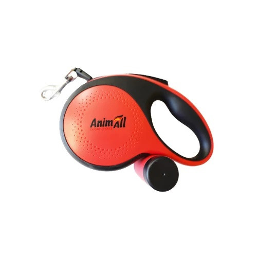 Повідець-рулетка AnimAll червона з диспенсером, для собак вагою до 15кг 3м, фото 1
