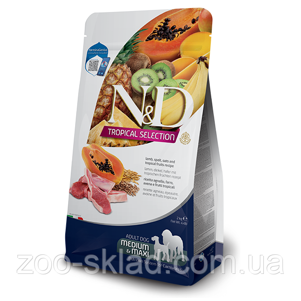 Farmina N&D Tropical DOG Adult Medium & Maxi Lamb для собак середніх і великих порід, з ягням та тропічними