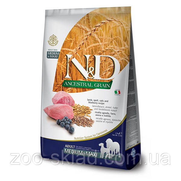 Farmina N&D Low Grain DOG Adult Medium & Maxi Lamb & Blueberry для собак середніх і великих порід 12кг
