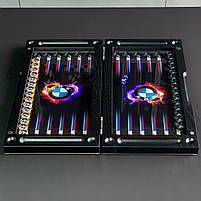 Нарди скляні у поєднанні з деревом BMW 50×24×6см на подарунок, фото 4