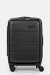 Маленька пластикова валіза з відділенням для ноутбука Three Birds PC-03-3BL чорна, фото 2