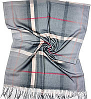 Модний молодіжний брендовий шарф Burberry Барбері чоловічий/жіночий. Стильний палантин Burberry із натуральної тканини Сірий