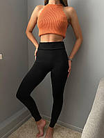 Лосини безшовні теплі термо лосини на хутрі чорні від М до 2ХL