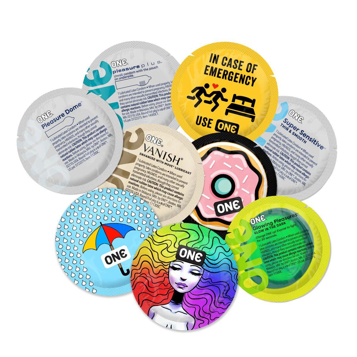 Набір презервативів ONE Fun Mix, 500 шт, 6 видів, паковання ПЕ-пакет, фото 1