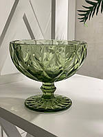 Креманка из цветного зеленого стекла Матиас ромб (набор из 6шт)