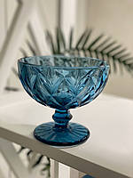 Креманка з кольорового синього скла Амадео ромб (набір з 6шт)