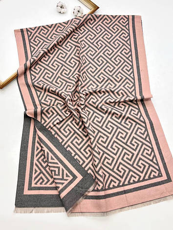 Теплий кашеміровий палантин Марго 180*70 см двусторонній пудровий, фото 1