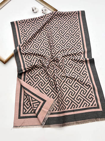 Теплий кашеміровий палантин Марго 180*70 см двусторонній пудровий, фото 2