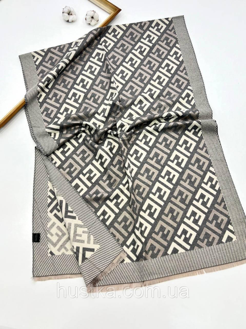 Теплий кашеміровий палантин Хелен 180*70 см двусторонній сірий