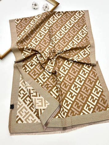 Теплий кашеміровий палантин Хелен 180*70 см двусторонній бежевий, фото 1