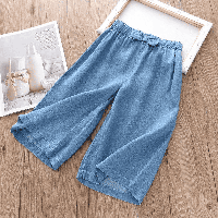 Літні вкорочені брюки для дівчаток Diana Textile, Синій, 140 см