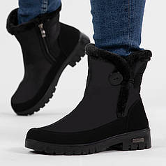 Дутики жіночі зимові з каблуком чорні (3412)