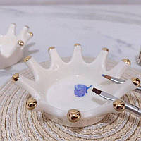 Керамічна підставка для пензлів 2 в 1 "Корона" + палітра для змішування фарб.