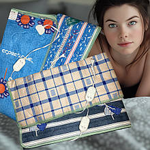 Електропростирадло LUX 220V, 170x160 см, Бежевий з бірюзовим в клітинку (AVRM)