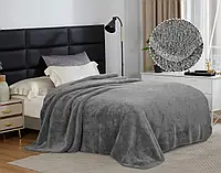 Плед одеяло Love You шерпа флис серый 150x200 см тёплый мягкий для дома (8180)