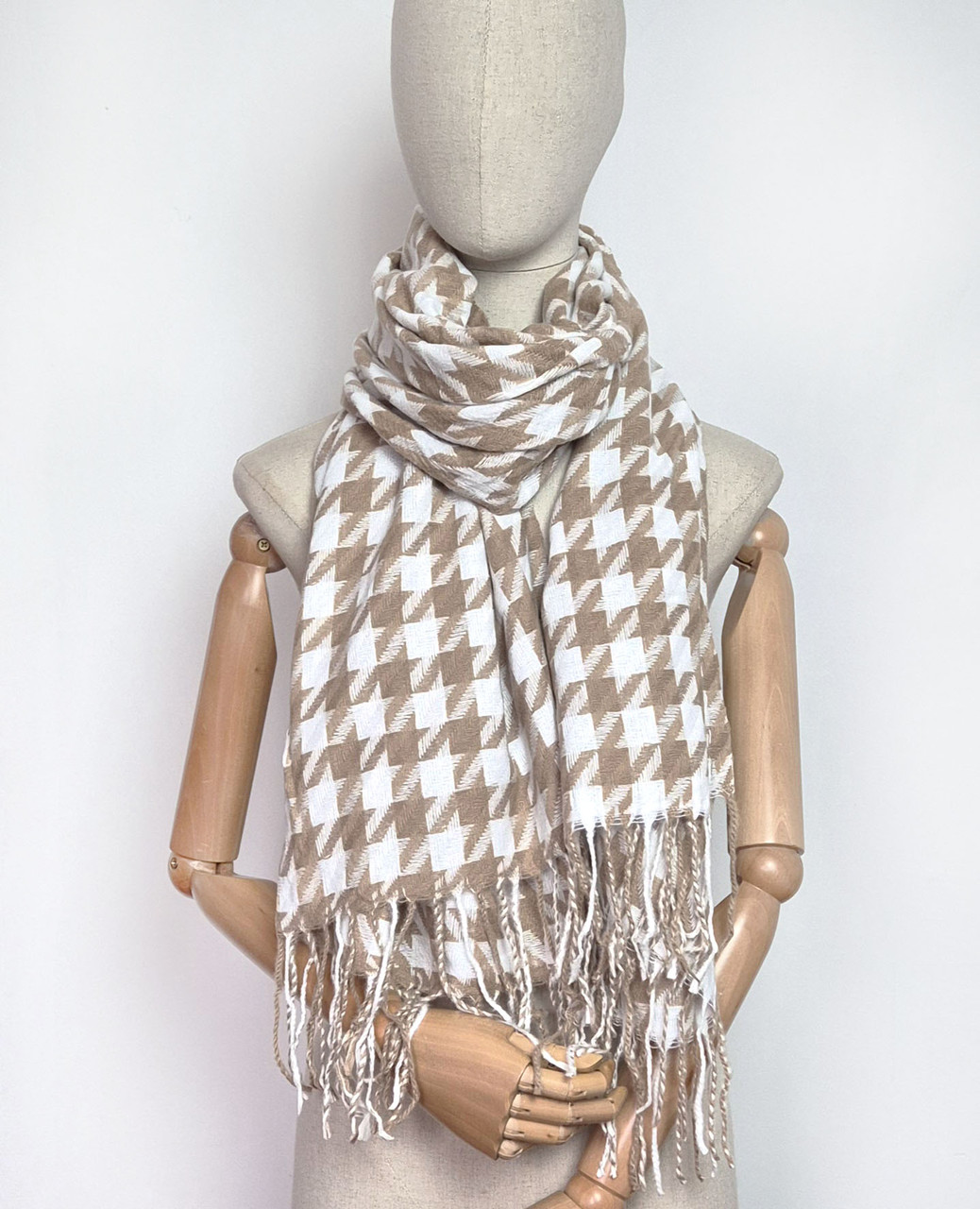 Шарф кашеміровий Скотті бахрома беж, фото 1