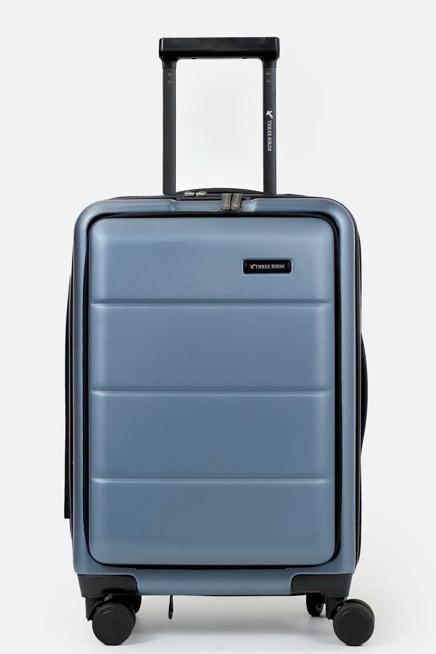 Маленька пластикова валіза з відділенням для ноутбука Three Birds PC-03-3BLU блакитна, фото 1