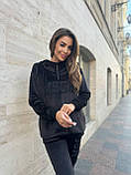 Чорний жіночий утеплений костюм у спортивному стилі з двостороннього велюру, фото 5