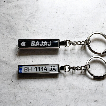 Брелок із номером мотоцикла BAJAJ  (Двосторонній)