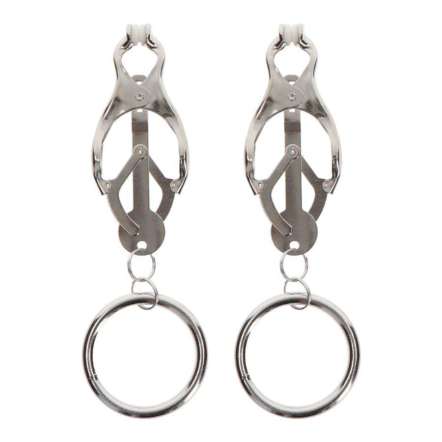 Затискачі на соски з метеликами Butterfly Clamps With Ring сріблясті Taboom