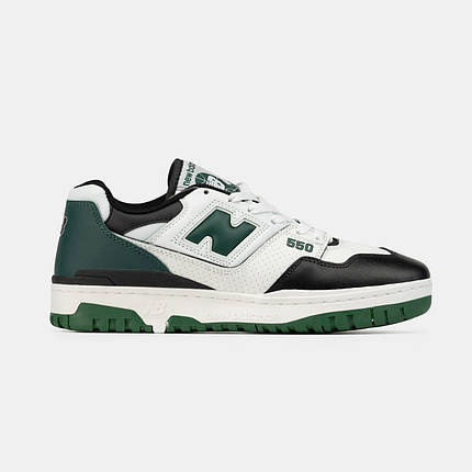 Кросівки New Balance 550 White Black Green / Нью Беланс 550 Білі з Чорним та Зеленим, фото 1