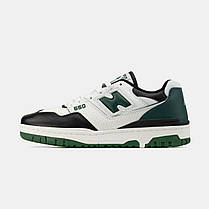 Кросівки New Balance 550 White Black Green / Нью Беланс 550 Білі з Чорним та Зеленим, фото 3