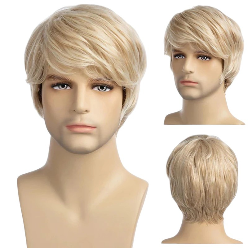Перука чоловіча коротка блонд, термоволокно DC blonde
