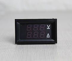 Амперметр/вольтметр 0-100В 10А пост. струм LED черв/син, фото 3