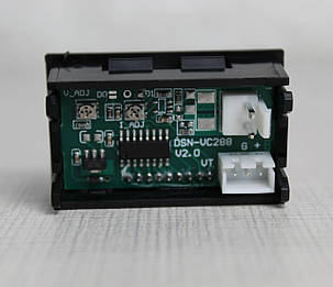 Амперметр/вольтметр 0-100В 10А пост. струм LED черв/син, фото 2