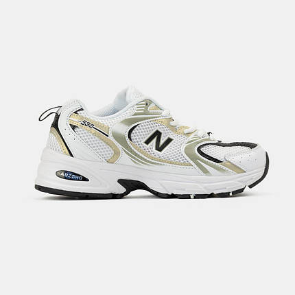 Кросівки New Balance 530 White Gold Black / Нью Беланс 530 Білі з Чорним і Золотистим, фото 1