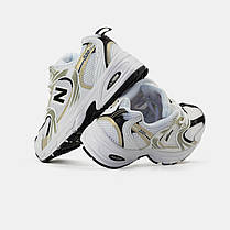 Кросівки New Balance 530 White Gold Black / Нью Беланс 530 Білі з Чорним і Золотистим, фото 6