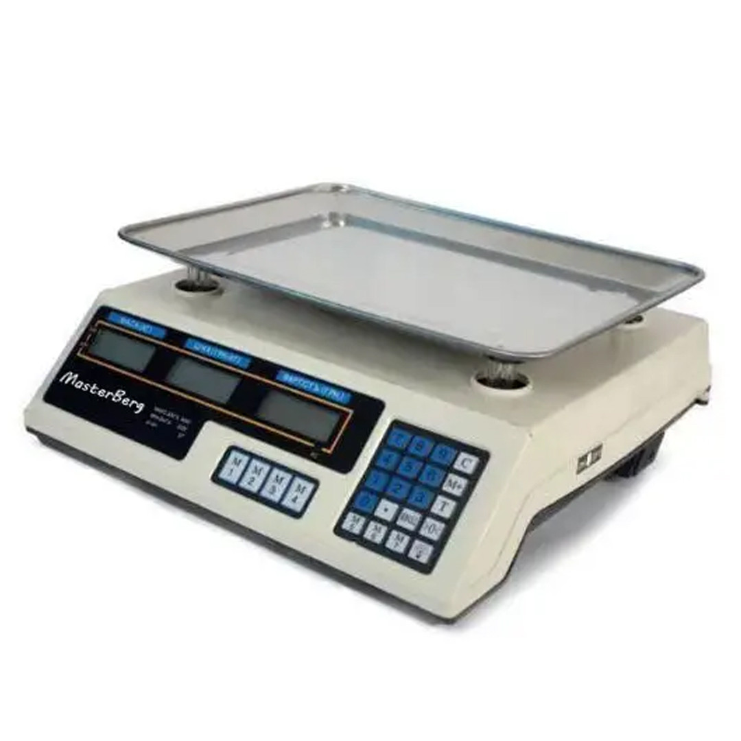 Ваги торговельні змінного та постійного електроживлення зі лічильником ціни 50 кг MasterBerg МТ-218, фото 1
